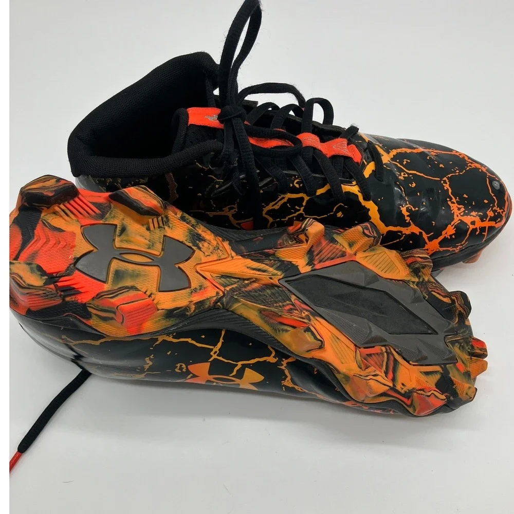 Under Armour Spotlight RM 2.0 Youth 6 Football Cleats Black Orange 3024445-001